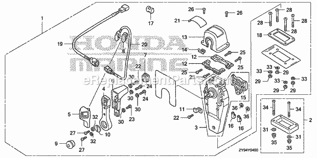 Honda Marine BF75DK0 (Type LHTA) Remote Control (Top Mount Single Type) (R.) Diagram