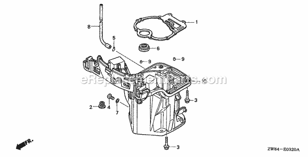 Honda Marine BF8D1 (Type LHSA)(1000001-1099999) Oil Case Diagram