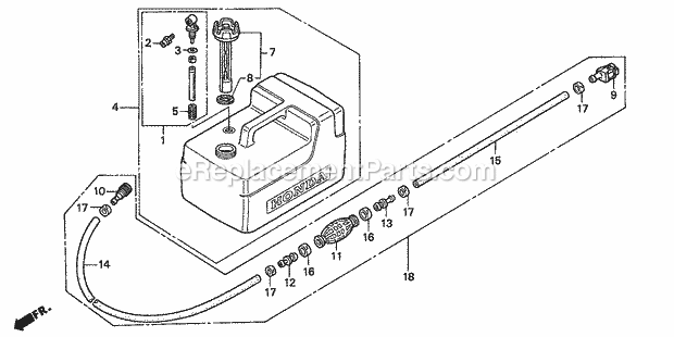Honda Marine BF8D2 (Type LHA)(1100001-1200000) Fuel Tank Diagram