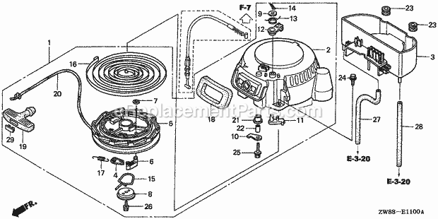 Honda Marine BF8D3 (Type SA)(1200001-1299999)(1000001-1999999) Recoil Starter Diagram