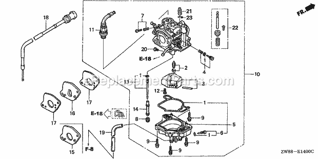 Honda Marine BF8D3 (Type SHA)(1200001-1299999)(1000001-1999999) Carburetor (Manual) Diagram