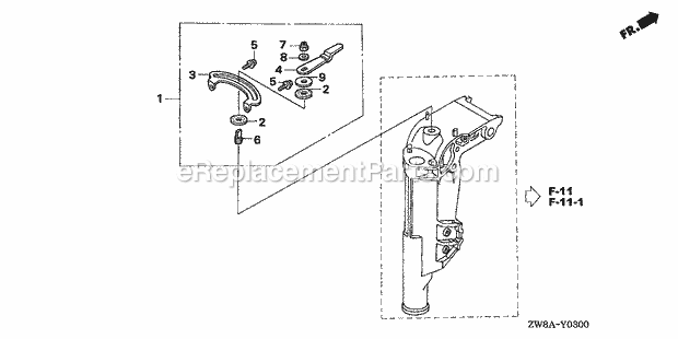 Honda Marine BF8D5 (Type LRA)(1400001-1499999)(1000001-1999999) Steering Friction Kit Diagram
