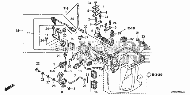 Honda Marine BF8DK0 (Type SHA)(1600001-9999999) Page T Diagram
