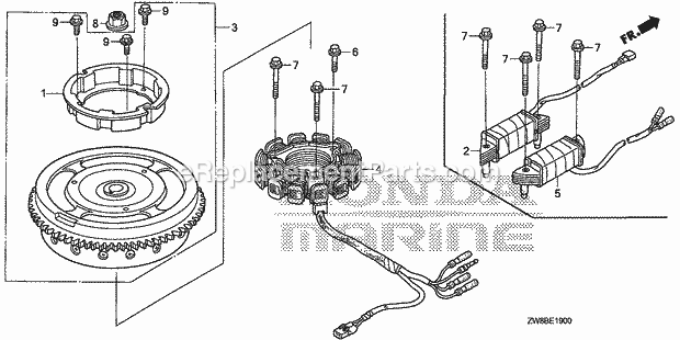 Honda Marine BF8DK2 (Type LHSA)(1700001-9999999) Flywheel Diagram