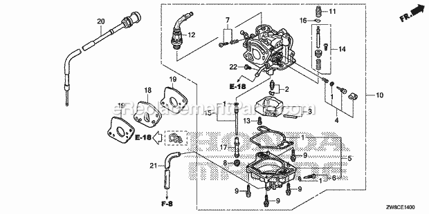 Honda Marine BF8DK3 (Type SHA)(1800001-9999999) Carburetor (Manual) Diagram