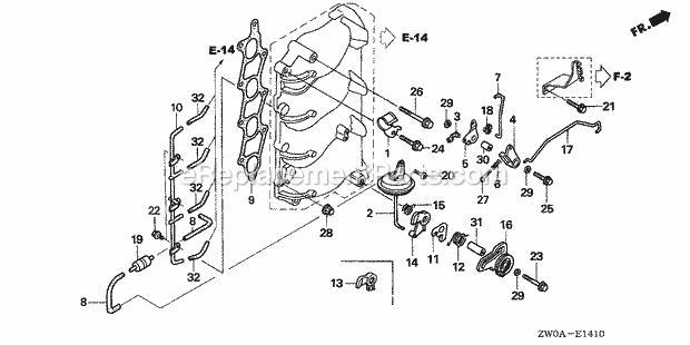 Honda Marine BF90A5 (Type XRTA)(4700001-4799999)(2100001-9999999) Throttle Cam Diagram