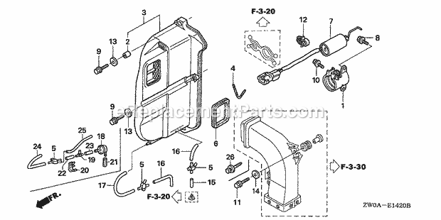 Honda Marine BF90A5 (Type XRTA)(4700001-4799999)(2100001-9999999) Muffler Cover Diagram