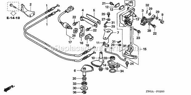 Honda Marine BF90A5 (Type XRTA)(4700001-4799999)(2100001-9999999) Shift Shaft Diagram
