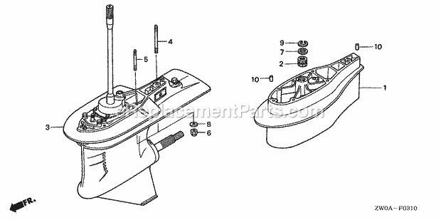 Honda Marine BF90A5 (Type XRTA)(4700001-4799999)(2100001-9999999) Gear Case Assy. Diagram