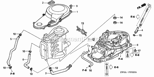 Honda Marine BF90A5 (Type XRTA)(4700001-4799999)(2100001-9999999) Timing Belt Cover Mount Case Diagram