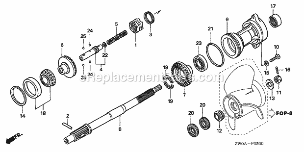 Honda Marine BF90A5 (Type XRTA)(4700001-4799999)(2100001-9999999) Propeller Shaft Propeller Diagram