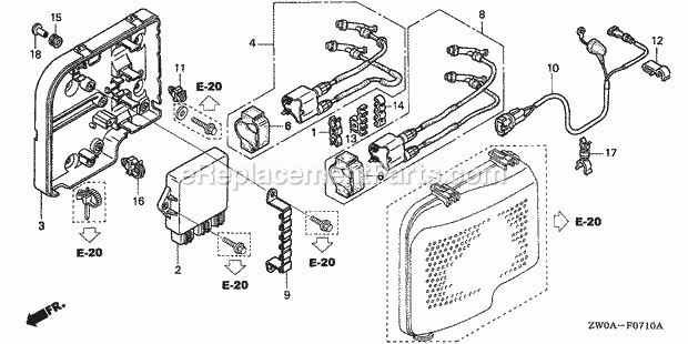 Honda Marine BF90A5 (Type XRTA)(4700001-4799999)(2100001-9999999) Ignition Coil C.D.I. Unit Diagram