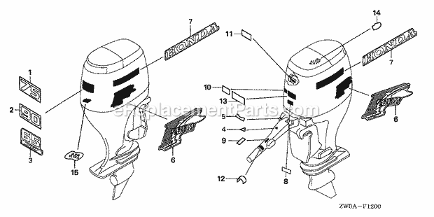 Honda Marine BF90A5 (Type XRTA)(4700001-4799999)(2100001-9999999) Labels Diagram