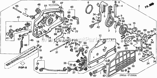 Honda Marine BF90A5 (Type XRTA)(4700001-4799999)(2100001-9999999) Remote Control (Side Mount) Diagram