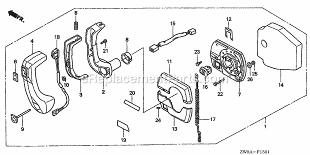 Honda Marine BF90A5 (Type XRTA)(4700001-4799999)(2100001-9999999) Remote Control (Panel Mount) Diagram