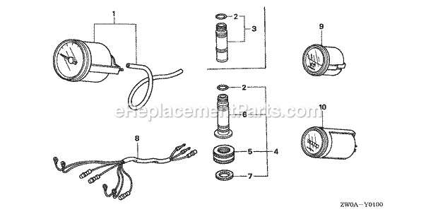 Honda Marine BF90A5 (Type XRTA)(4700001-4799999)(2100001-9999999) Speedometer Kit (1) Diagram