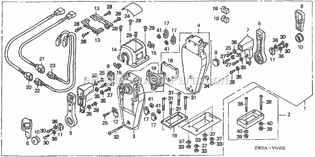 Honda Marine BF90A5 (Type XRTA)(4700001-4799999)(2100001-9999999) Remote Control (Top Mount Dual Type) (Right) Diagram
