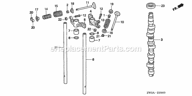 Honda Marine BF90A5 (Type XRTA)(4700001-4799999)(2100001-9999999) Camshaft Valve Diagram