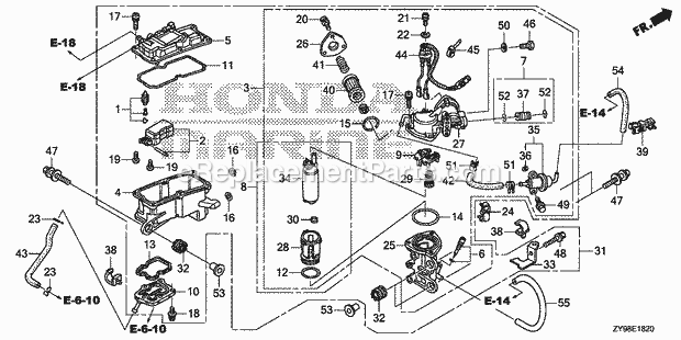 Honda Marine BF90DK5 (Type LRTA)(1400001-9999999)(1300001-9999999) Vapor Separator Diagram