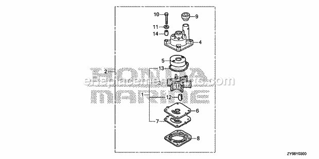 Honda Marine BF90DK5 (Type LRTA)(1400001-9999999)(1300001-9999999) Impeller Pump Kit Diagram