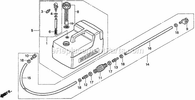 Honda Marine BF9.9AW (Type SA)(1300001-1400000)(1300001-9999999) Fuel Tank (Am/Aw) Diagram