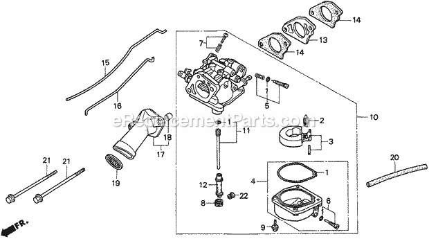 Honda Marine BF9.9AW (Type SA)(1300001-1400000)(1300001-9999999) Carburetor Diagram