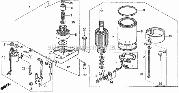 Honda Marine BF9.9AW (Type SAS)(1300001-1400000)(1300001-9999999) Starter Motor Diagram