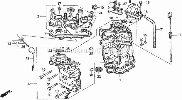 Honda Marine BF9.9AW (Type SAS)(1300001-1400000)(1300001-9999999) Cylinder Diagram
