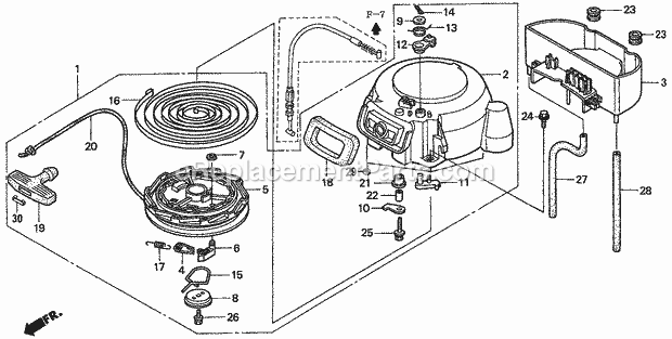 Honda Marine BF9.9D1 (Type SHA)(1000001-1099999) Recoil Starter Diagram