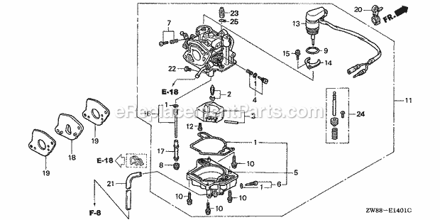Honda Marine BF9.9D3 (Type LRA)(1200001-1299999)(1000001-1999999) Carburetor (Auto) Diagram