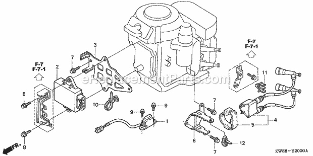 Honda Marine BF9.9D4 (Type LRA)(1300001-1399999)(1000001-1999999) Ignition Coil C.D.I. Unit Diagram
