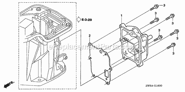 Honda Marine BF9.9D6 (Type LHSA)(1500001-1599999)(1000001-1999999) Exhaust Chamber Cover Diagram