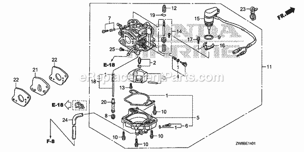 Honda Marine BF9.9DK0 (Type SHSA)(1600001-9999999) Carburetor (Auto) Diagram