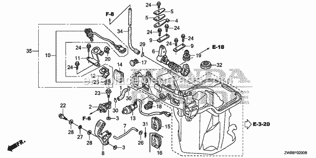 Honda Marine BF9.9DK2 (Type SHSA)(1700001-9999999) Page AW Diagram