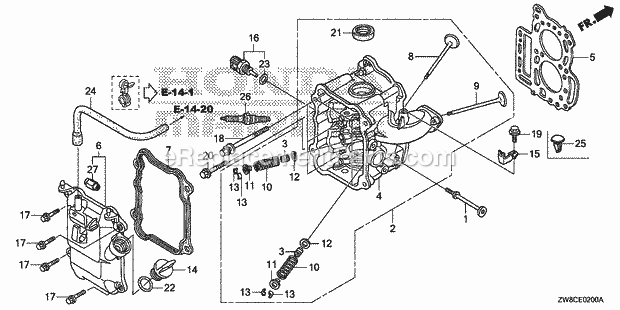 Honda Marine BF9.9DK3 (Type LRA)(1800001-9999999) Cylinder Head Diagram