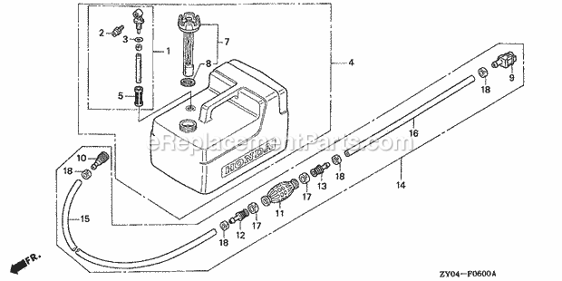 Honda Marine BFP15D3 (Type LRTA)(1000001-1099999) Fuel Tank Diagram