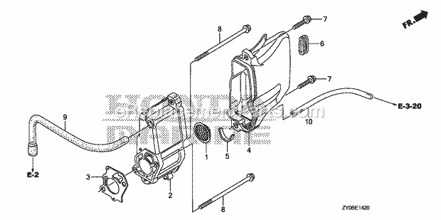 Honda Marine BFP15DK0 (Type XRTA)(1400001-1499999) Muffler Cover Diagram