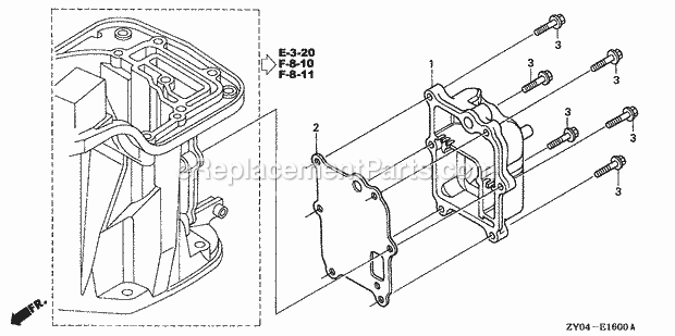 Honda Marine BFP20D3 (Type LRTA)(1000001-1099999) Exhaust Chamber Cover Diagram
