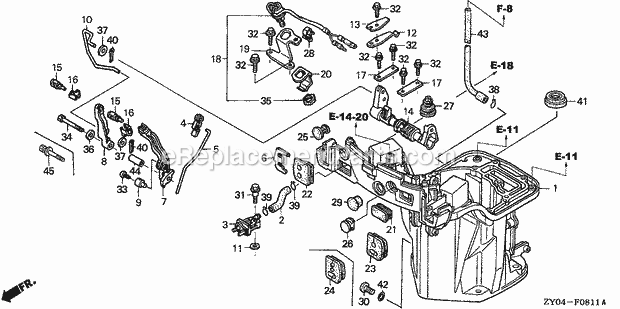 Honda Marine BFP20D3 (Type LRTA)(1000001-1099999) Oil Case Shift Shaft (Remote Specification) Diagram