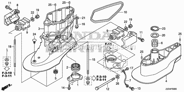 Honda Marine BFP60AK1 (Type XRTA)(8100001-9999999) Extension Case Diagram