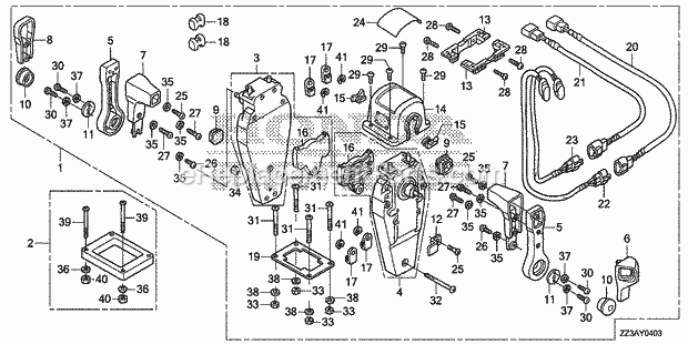 Honda Marine BFP60AK1 (Type XRTA)(8100001-9999999) Remote Control Box (Top Mount Dual Type) (L.) Diagram