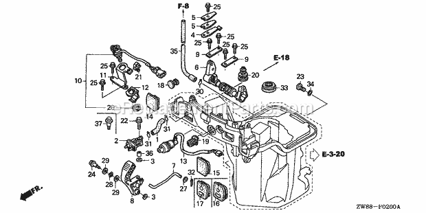 Honda Marine BFP8D3 (Type LHSA)(1200001-1299999)(1000001-1999999) Shift Shaft (Handle Specification) Diagram
