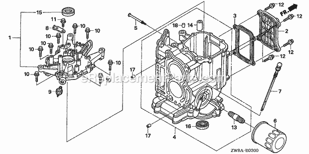 Honda Marine BFP8D6 (Type XHSA)(1500001-1599999)(1000001-1999999) Cylinder Block Crankcase Cover Diagram