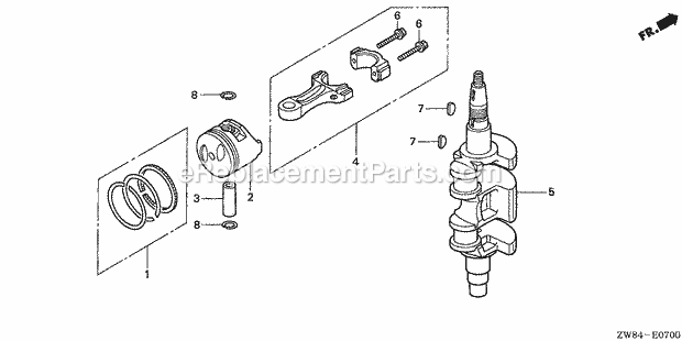 Honda Marine BFP9.9D1 (Type XHA)(1000001-1099999) Piston Connecting Rod Diagram