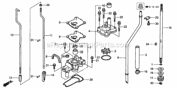 Honda Marine BFP9.9D2 (Type LHA)(1100001-1200000) Water Pump Vertical Shaft (L, S Size) Diagram