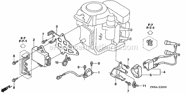 Honda Marine BFP9.9D5 (Type LRA)(1400001-1499999)(1000001-1999999) Ignition Coil C.D.I. Unit Diagram