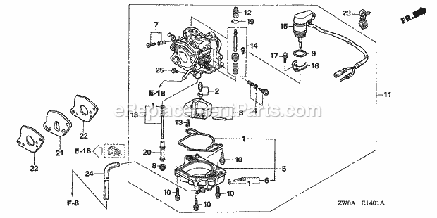 Honda Marine BFP9.9D6 (Type XHSA)(1500001-1599999)(1000001-1999999) Carburetor (Auto) Diagram