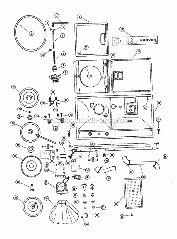Hoover 0517-30 Residential Pump, Hoses, Microswitch, Bearings Diagram