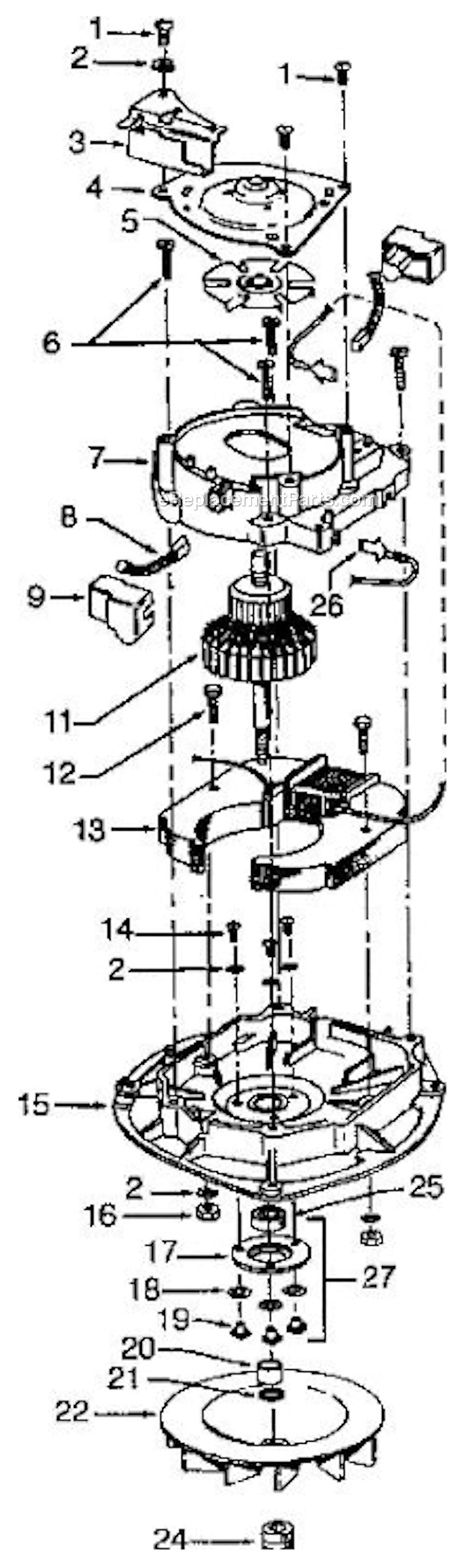 Hoover C1065 Industrial Upright Motor Diagram