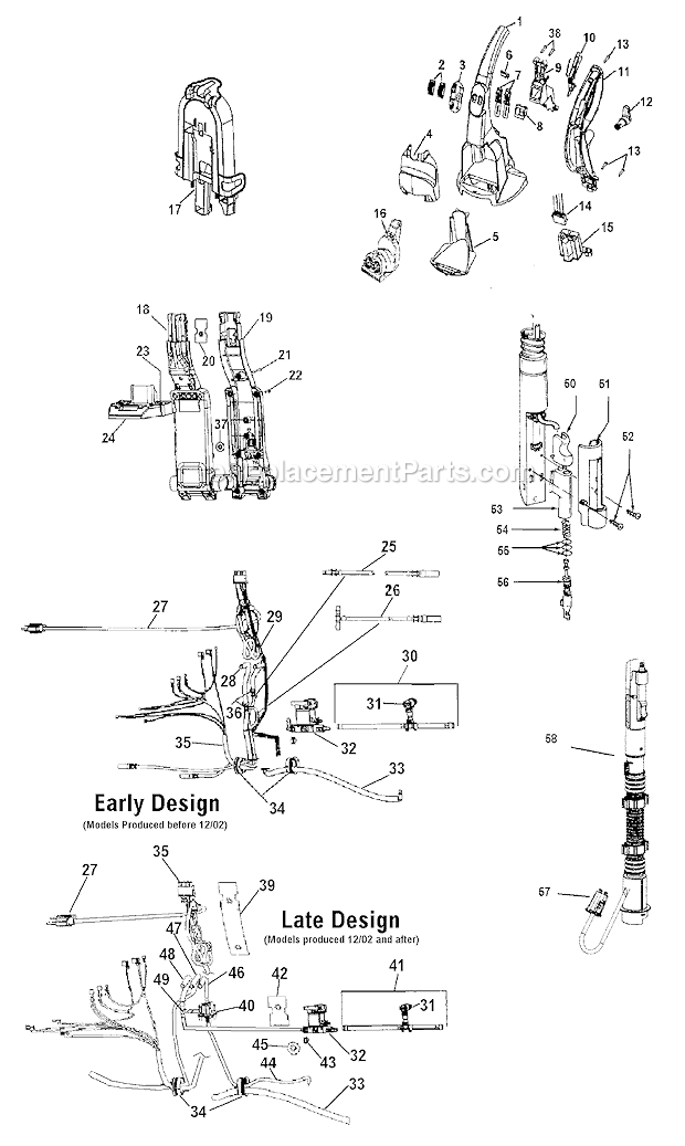 Hoover F7226900 SteamVac Pump Handle And Hand Tool Diagram